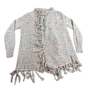 Wrangler Retro Cardigan Womens Small Pastel Boho Fringe Open Front Sweater Boho
